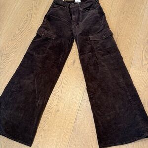 MOTHER - brown velvet baggy low rise jeans